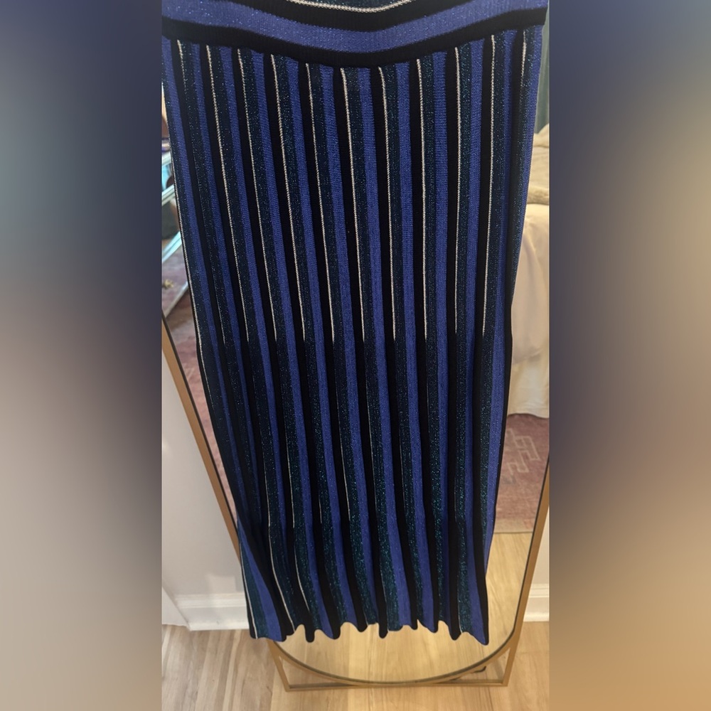 Zara Navy and Black Striped Maxi Skirt